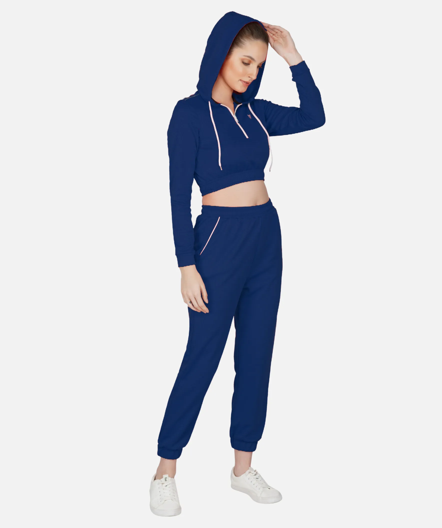 Full sleeves Crop-Top Hoodie and Jogger Set | Women | LDTSK511