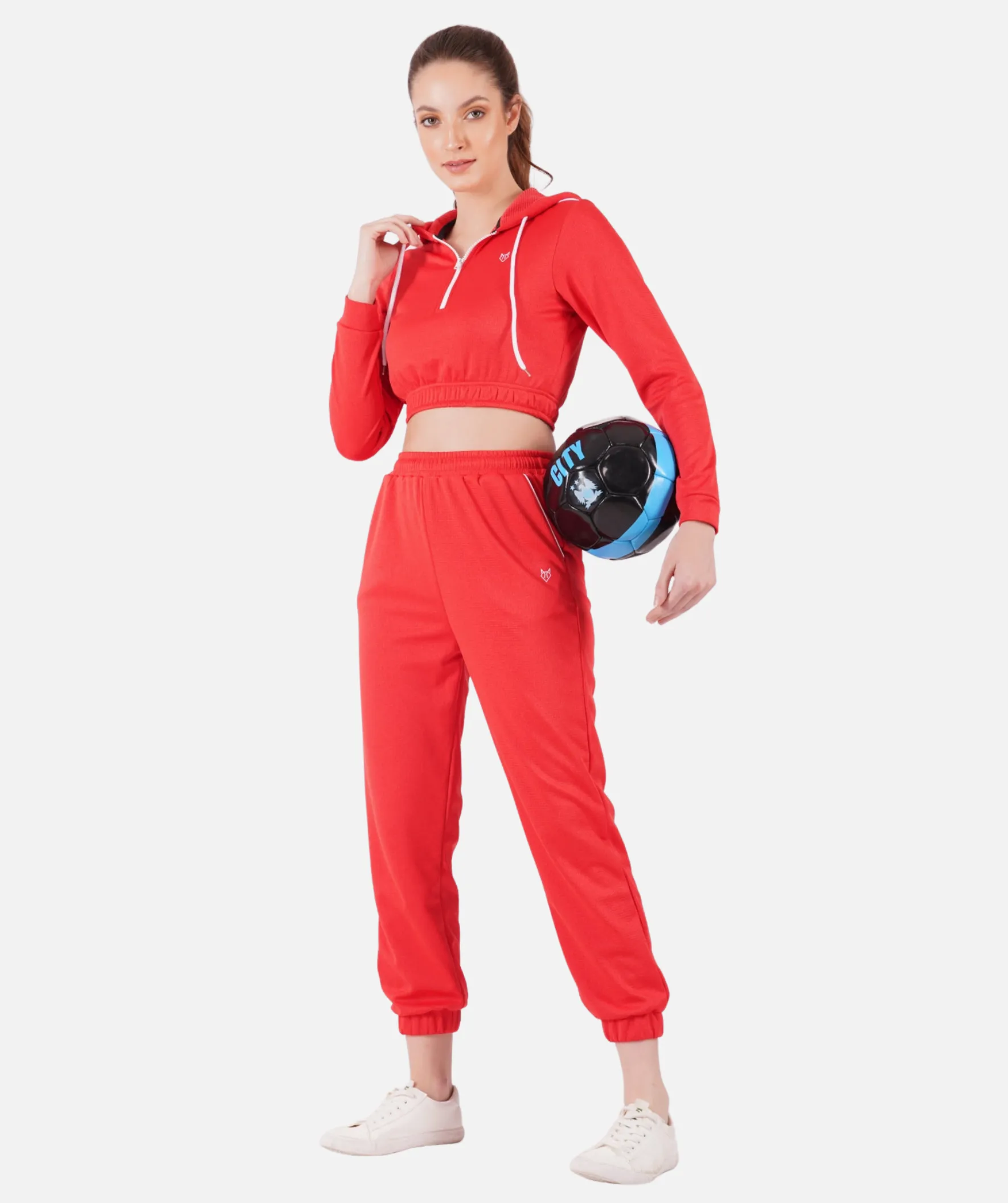 Full sleeves Crop-Top Hoodie and Jogger Set | Women | LDTSK511