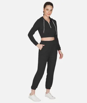 Full sleeves Crop-Top Hoodie and Jogger Set | Women | LDTSK511