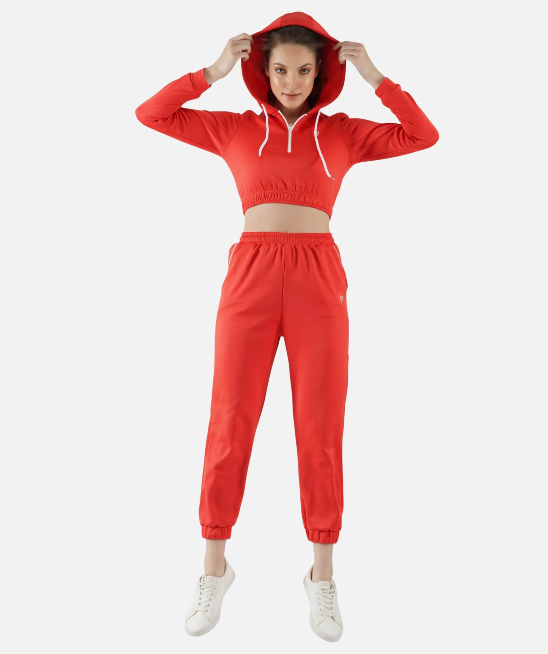 Full sleeves Crop-Top Hoodie and Jogger Set | Women | LDTSK511