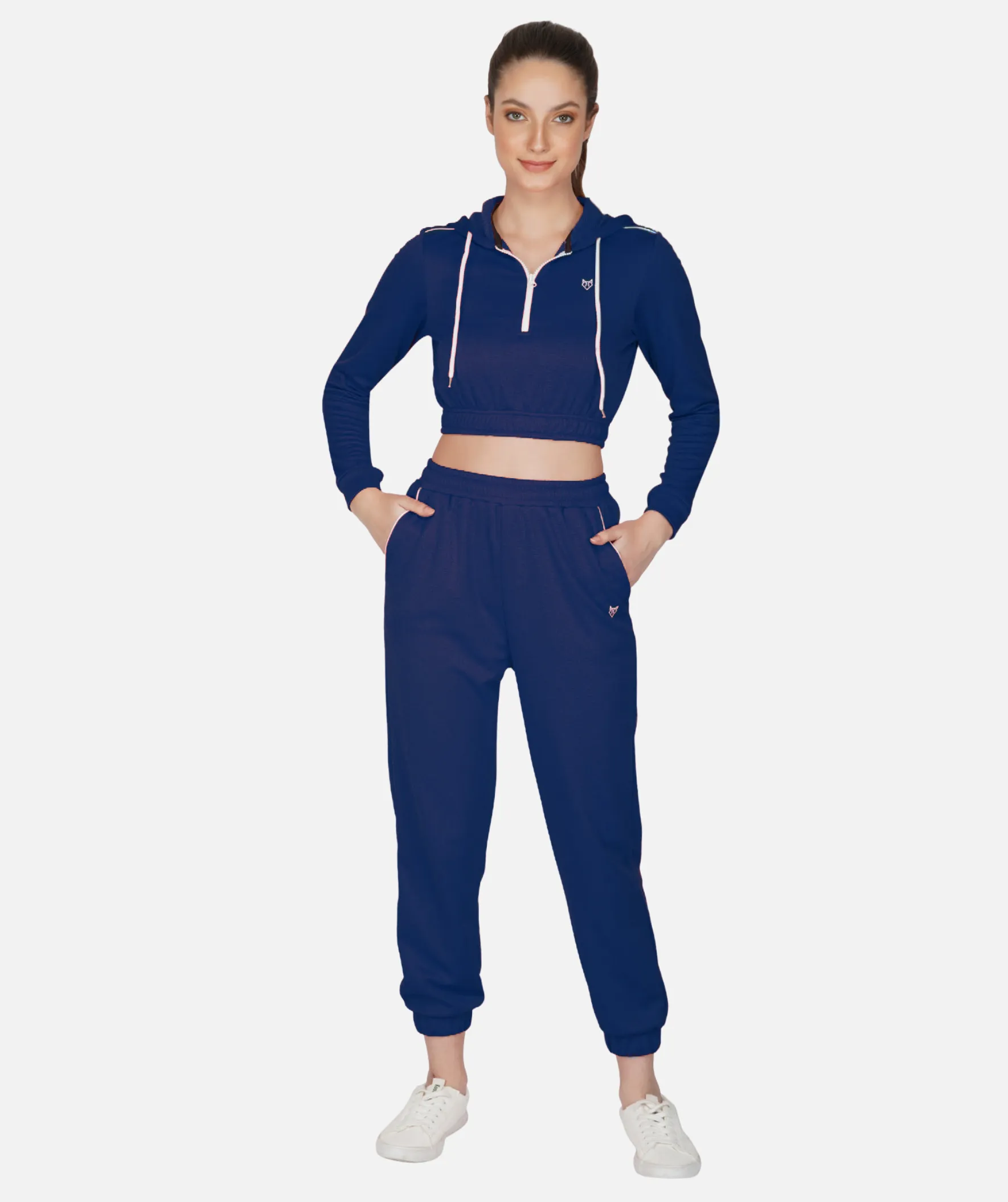 Full sleeves Crop-Top Hoodie and Jogger Set | Women | LDTSK511