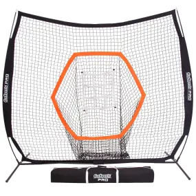 GoSports 7 ft x 7 ft PRO Baseball & Softball Practice Hitting & Pitching Net with Bow Type Frame, Carry Case and Strike Zone, Ultimate Training Net
