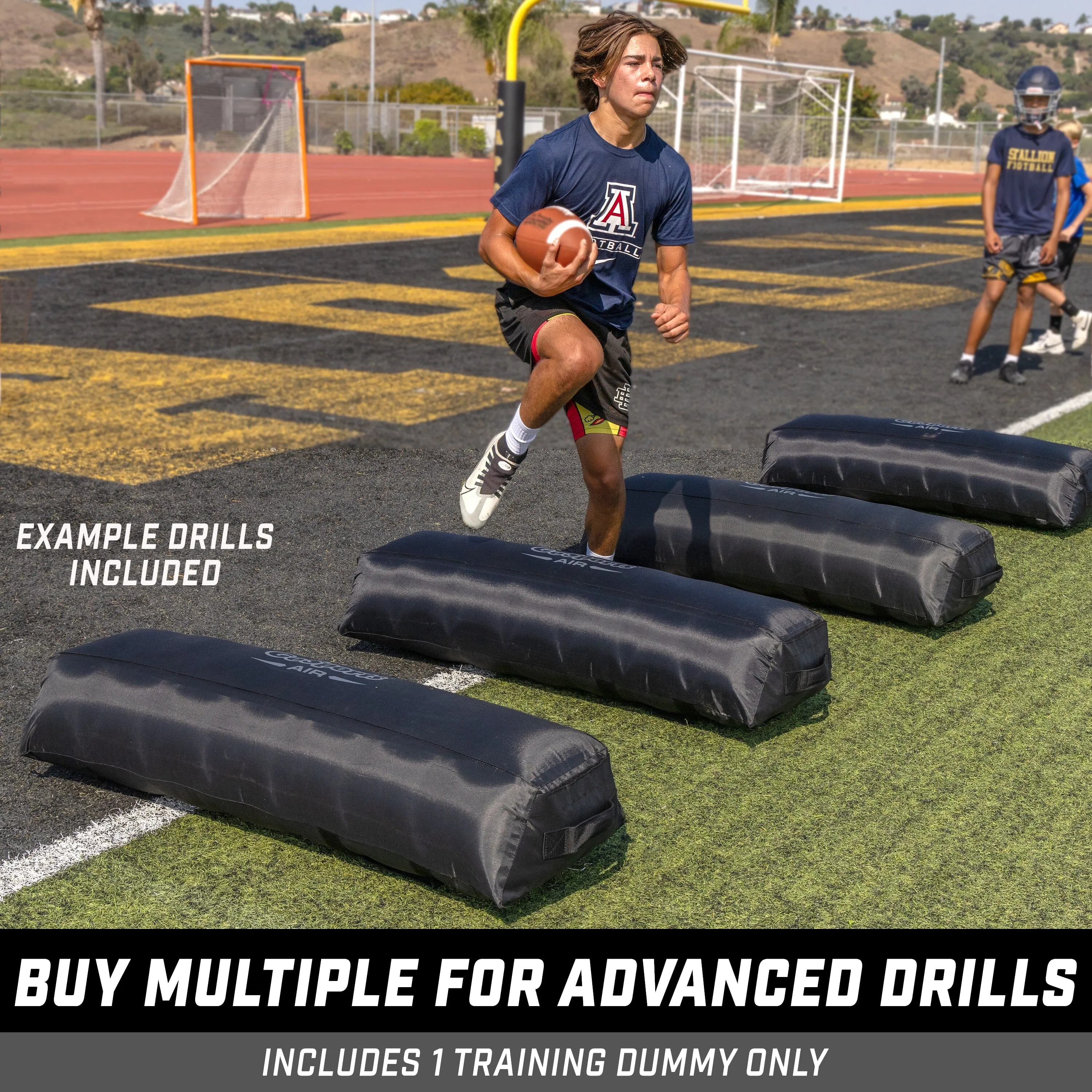 GoSports Inflatable Football Step Over Dummy & Blocking Pad - Training Equipment for Football Practice with 4 Heavy Duty Handles - 4 ft
