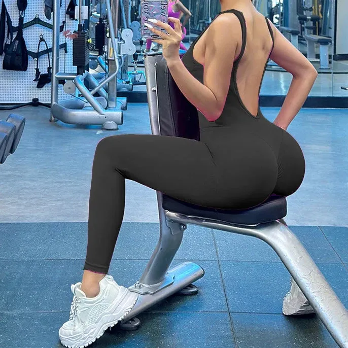 Gym Women Training Yoga Set Sportswear One Piece Jumpsuit Scrunch Bodysuit for Fitness and Workouts