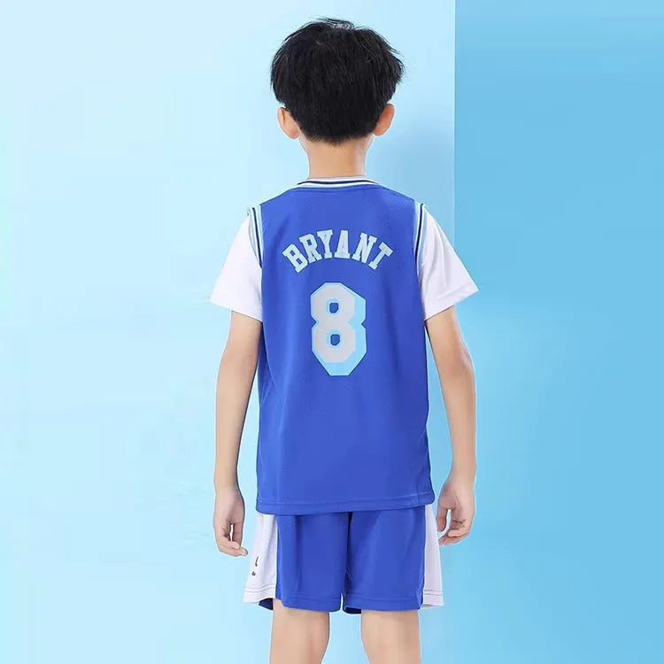 Kids Basketball Jersey Los Angeles No.8 and No.6 Children Bball Shorts and Shirt Kits