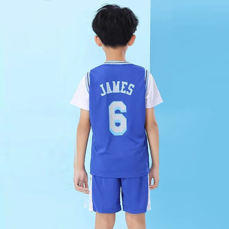 Kids Basketball Jersey Los Angeles No.8 and No.6 Children Bball Shorts and Shirt Kits