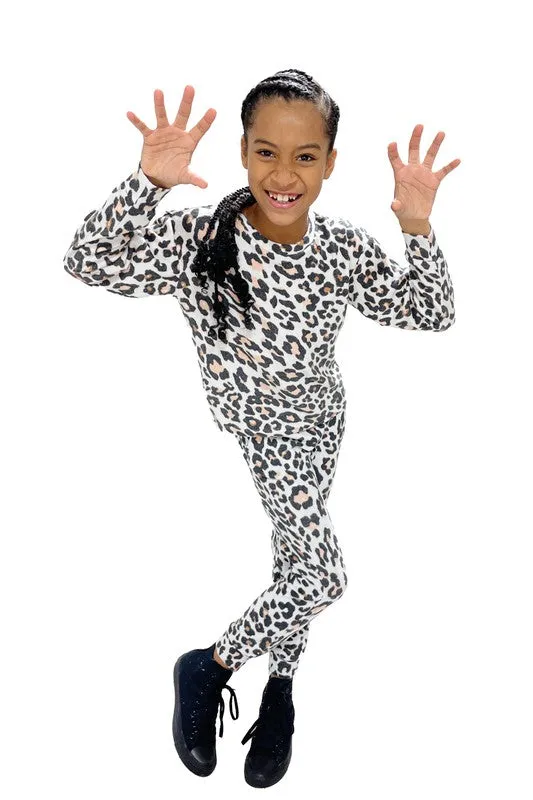 Kids Leopard Lounge Set - Pullover & Joggers