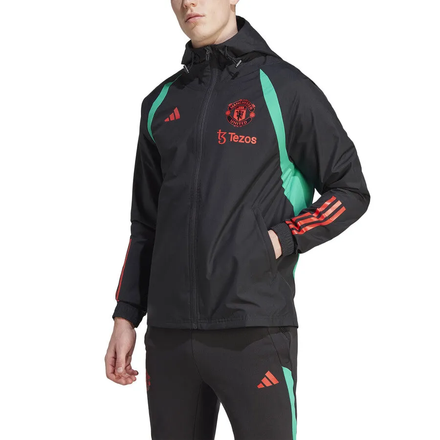 Manchester United soccer training rain jacket 2023/24 black - Adidas