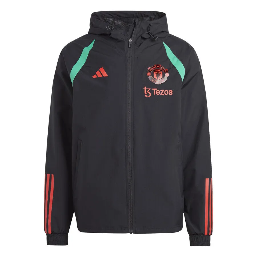 Manchester United soccer training rain jacket 2023/24 black - Adidas
