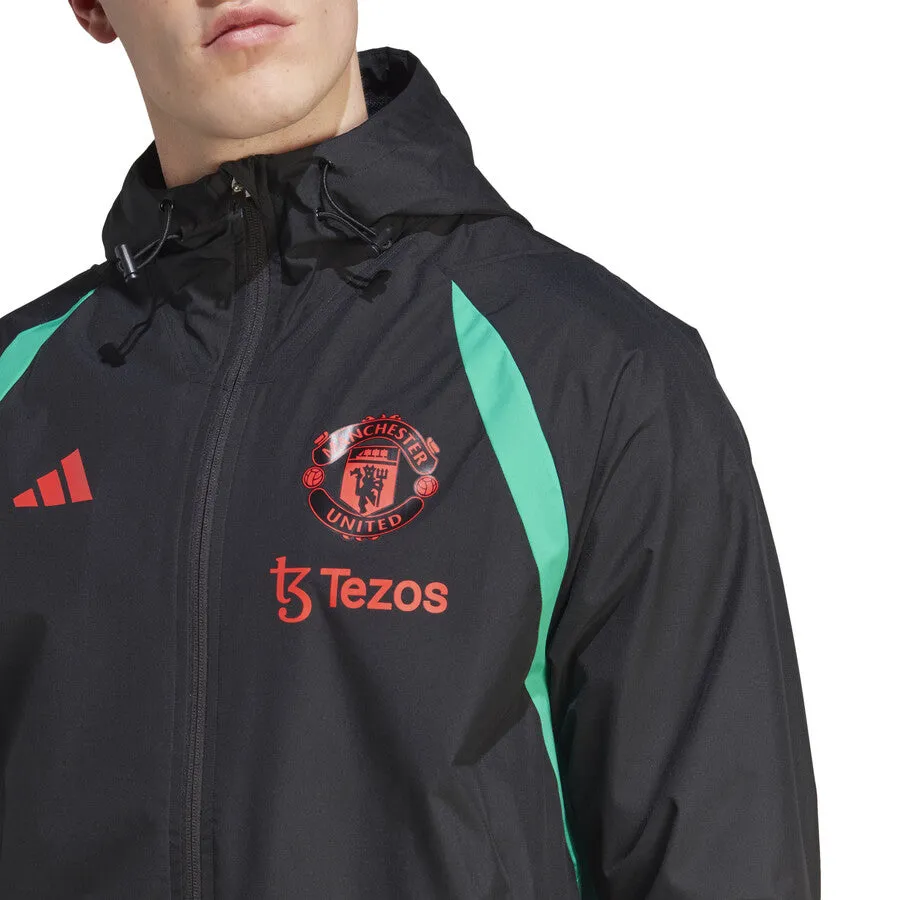 Manchester United soccer training rain jacket 2023/24 black - Adidas