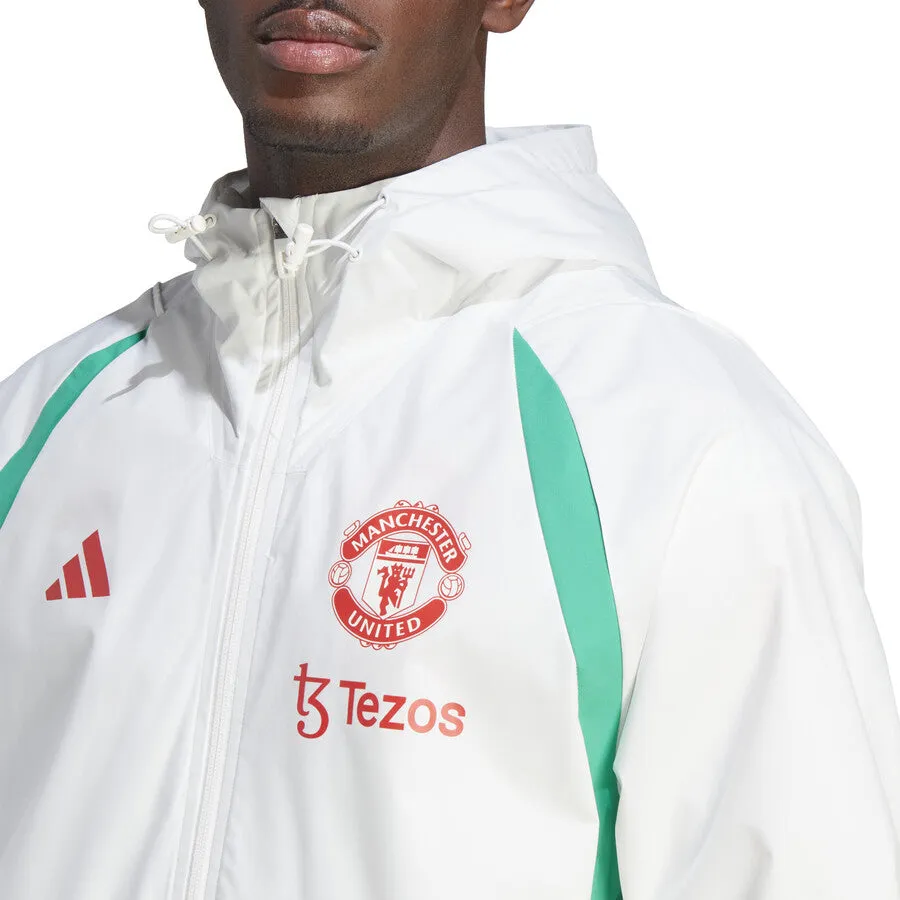 Manchester United soccer training rain jacket 2023/24 white - Adidas