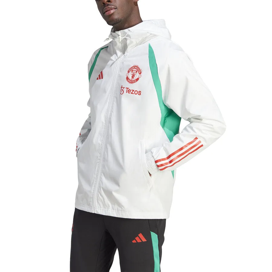 Manchester United soccer training rain jacket 2023/24 white - Adidas