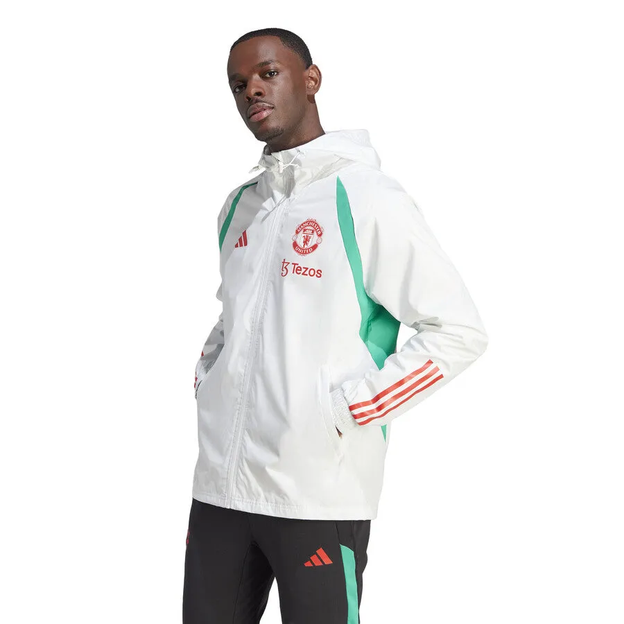 Manchester United soccer training rain jacket 2023/24 white - Adidas