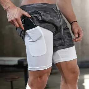 Men's 2-In-1 Compression Running Shorts Gym Wear
