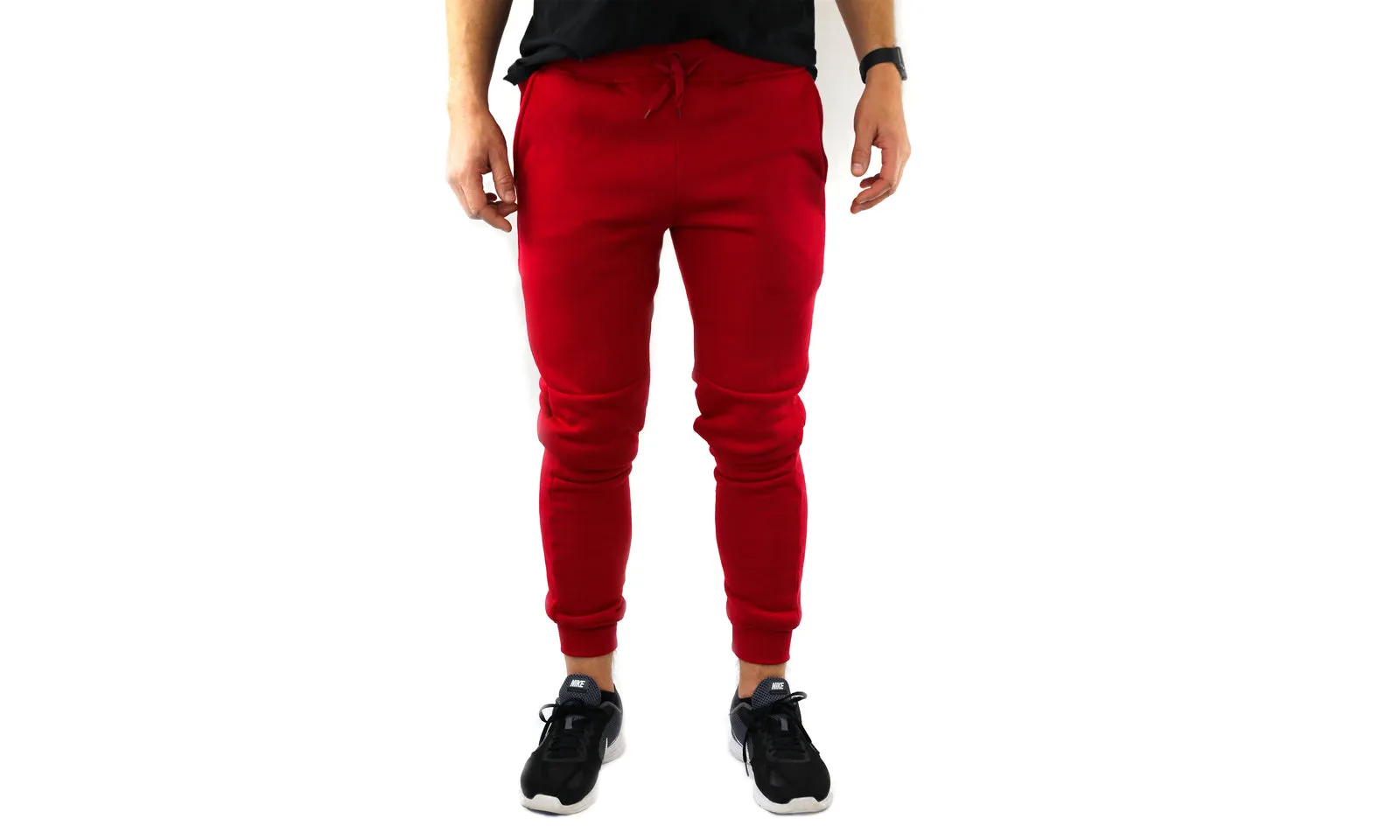 Mens Skinny Track Pants Joggers Trousers Gym Casual Sweat Cuffed Slim Trackies Fleece