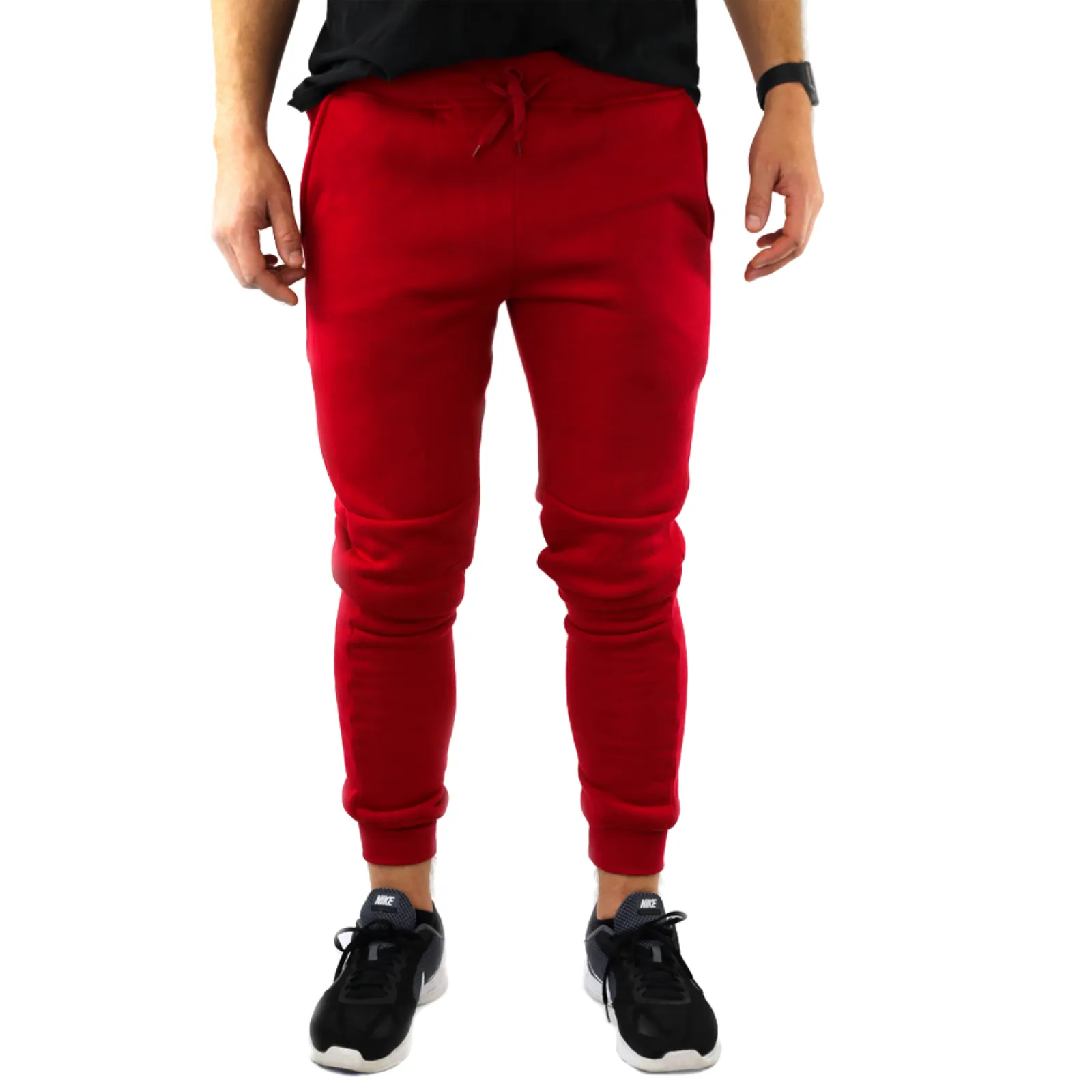 Mens Skinny Track Pants Joggers Trousers Gym Casual Sweat Cuffed Slim Trackies Fleece
