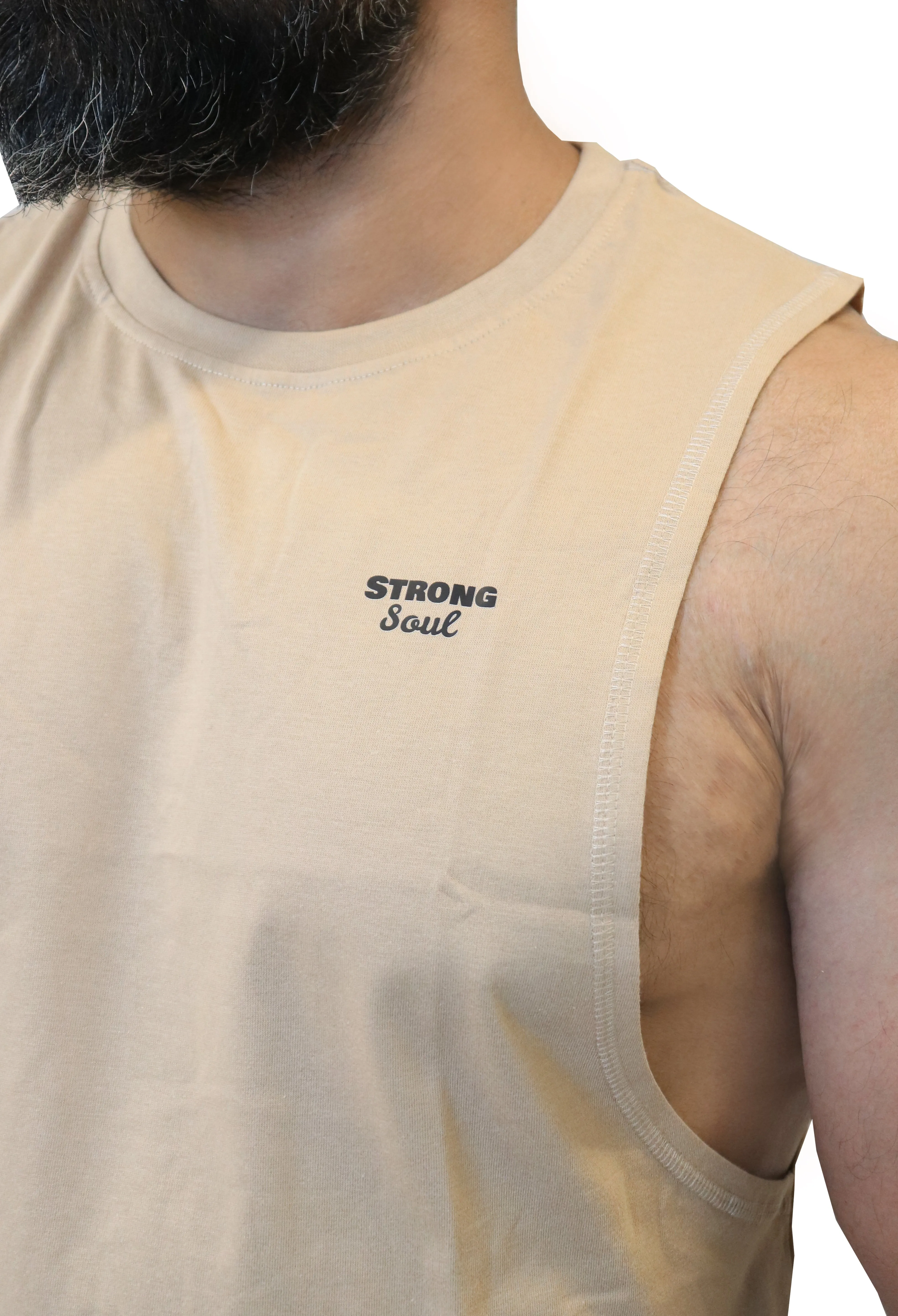 MuscleDaddy Power Tank - Drop Arm - Beige