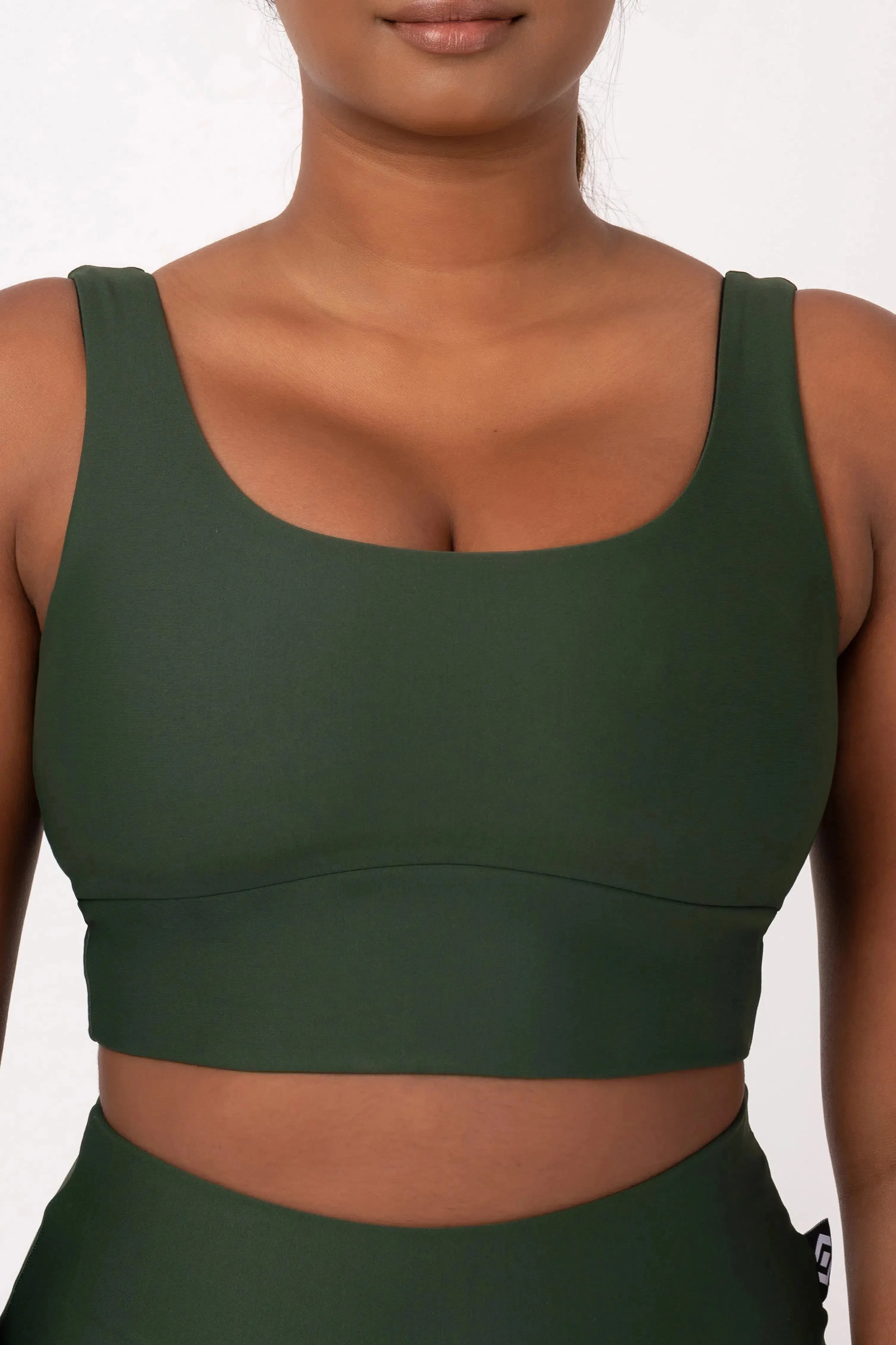 Performance Scoop Neck Comfort Crop Top - Dark Emerald