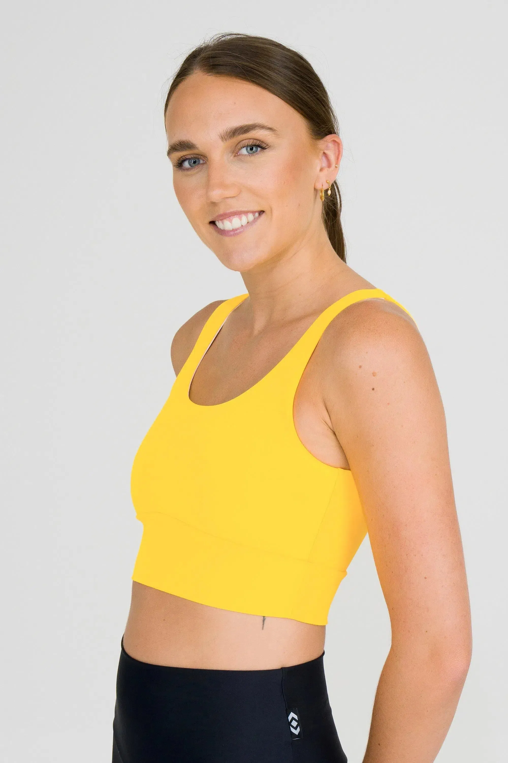 Performance Scoop Neck Comfort Crop Top - Yellow