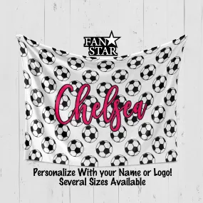 Personalized Soccer Blanket, Plush Blanket