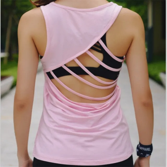 Sexy Hollow Out Yoga Top Sport T Shirt Women Quick Dry Fitness Clothing Yoga Shirt Sports Jerseys Gym Running Tank Tops