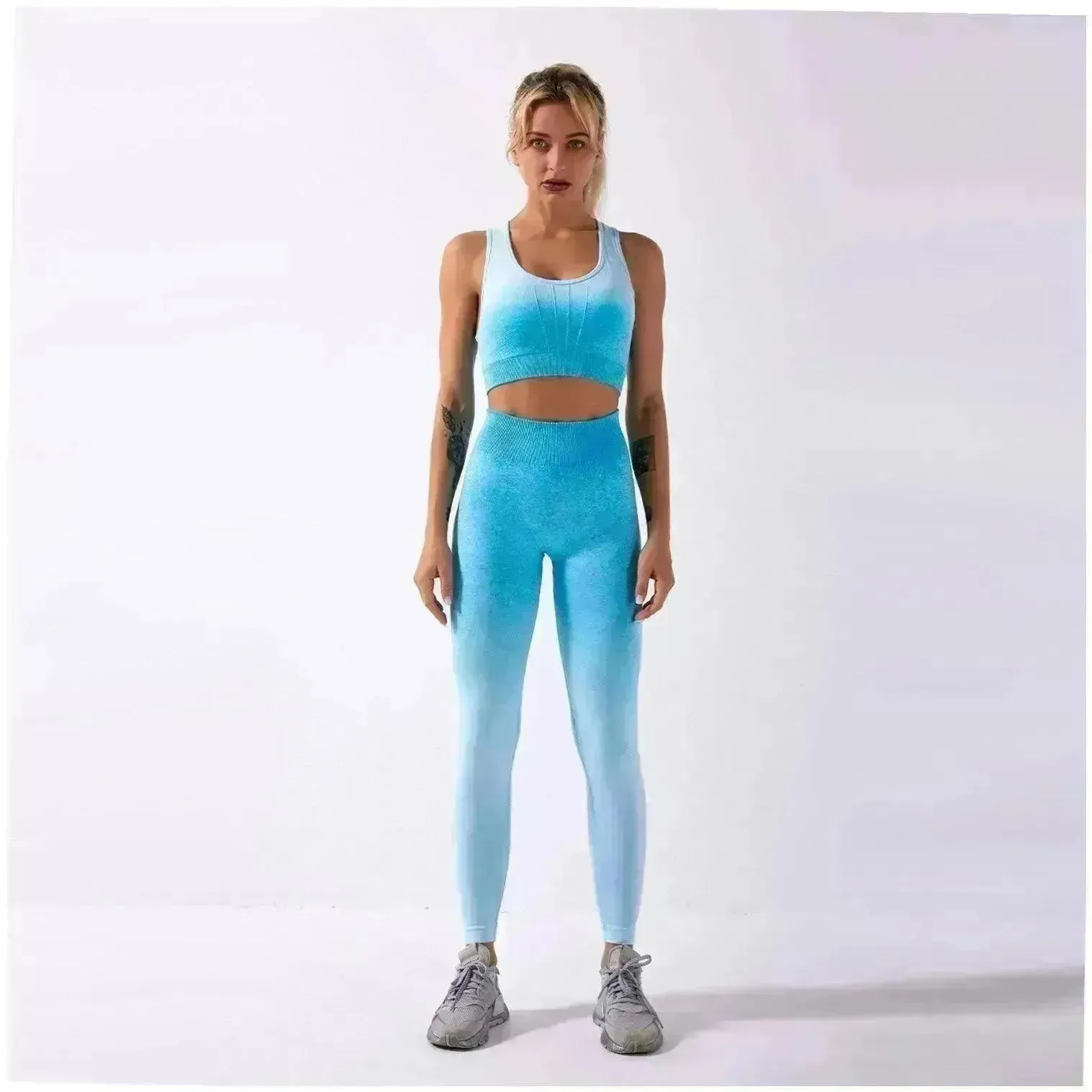 Shark knitting sports bra pants tie-dye Yoga Fitness Gym Exercise Wear