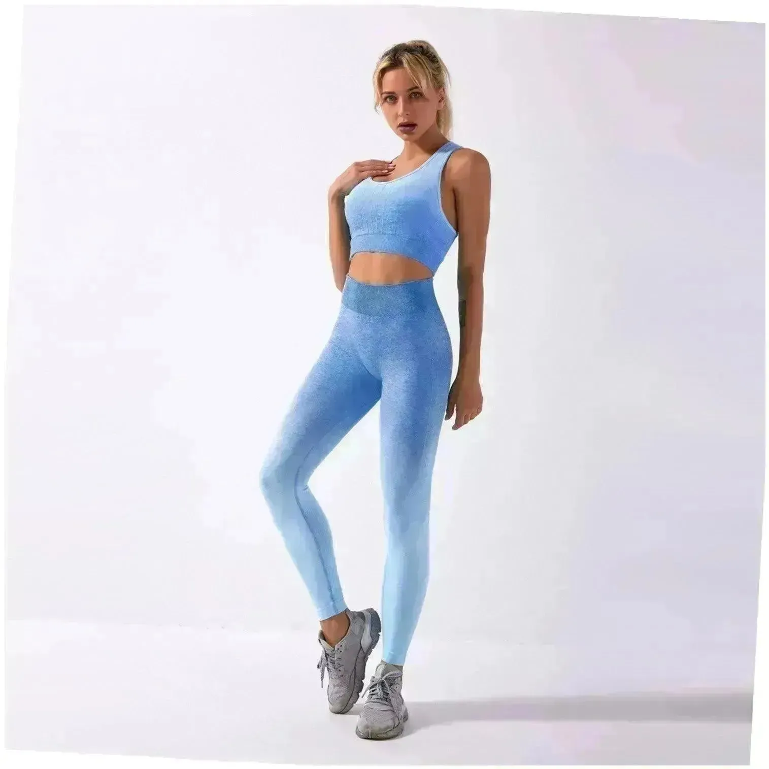 Shark knitting sports bra pants tie-dye Yoga Fitness Gym Exercise Wear
