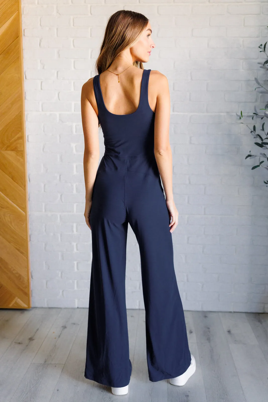 Shavasana Jumpsuit in Navy with Built in Bra