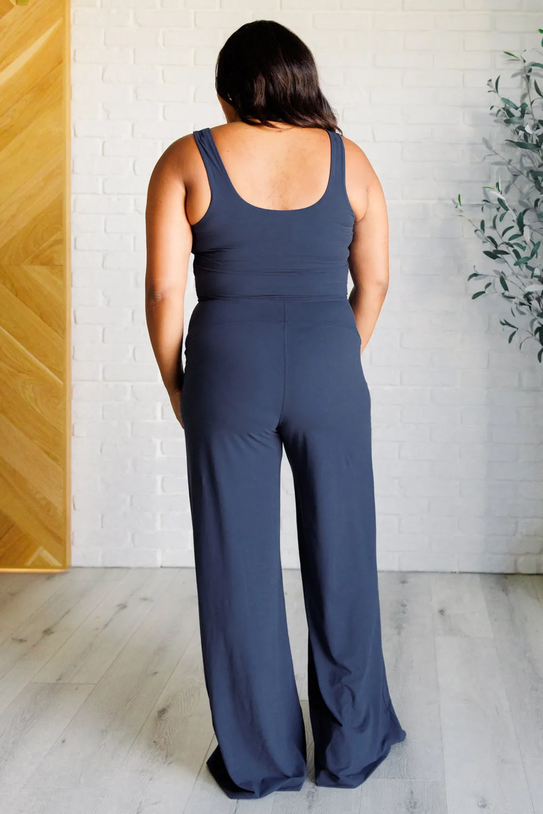 Shavasana Jumpsuit in Navy with Built in Bra