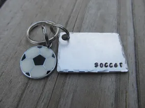 Soccer Keychain- Gift For Soccer Player or Fan- Keychain- with the name of your choice or "soccer" with soccer ball charm- Keychain