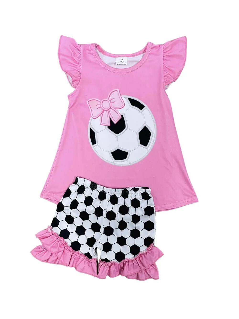 Soccer Star Pink Ruffle Girls Shorts Outfit