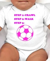 Soccer Steps baby bodysuit Step 1 crawl, Step 2 walk, Step 3 SOCCER - Soccer baby gift - newborn soccer gift - soccer family baby shower