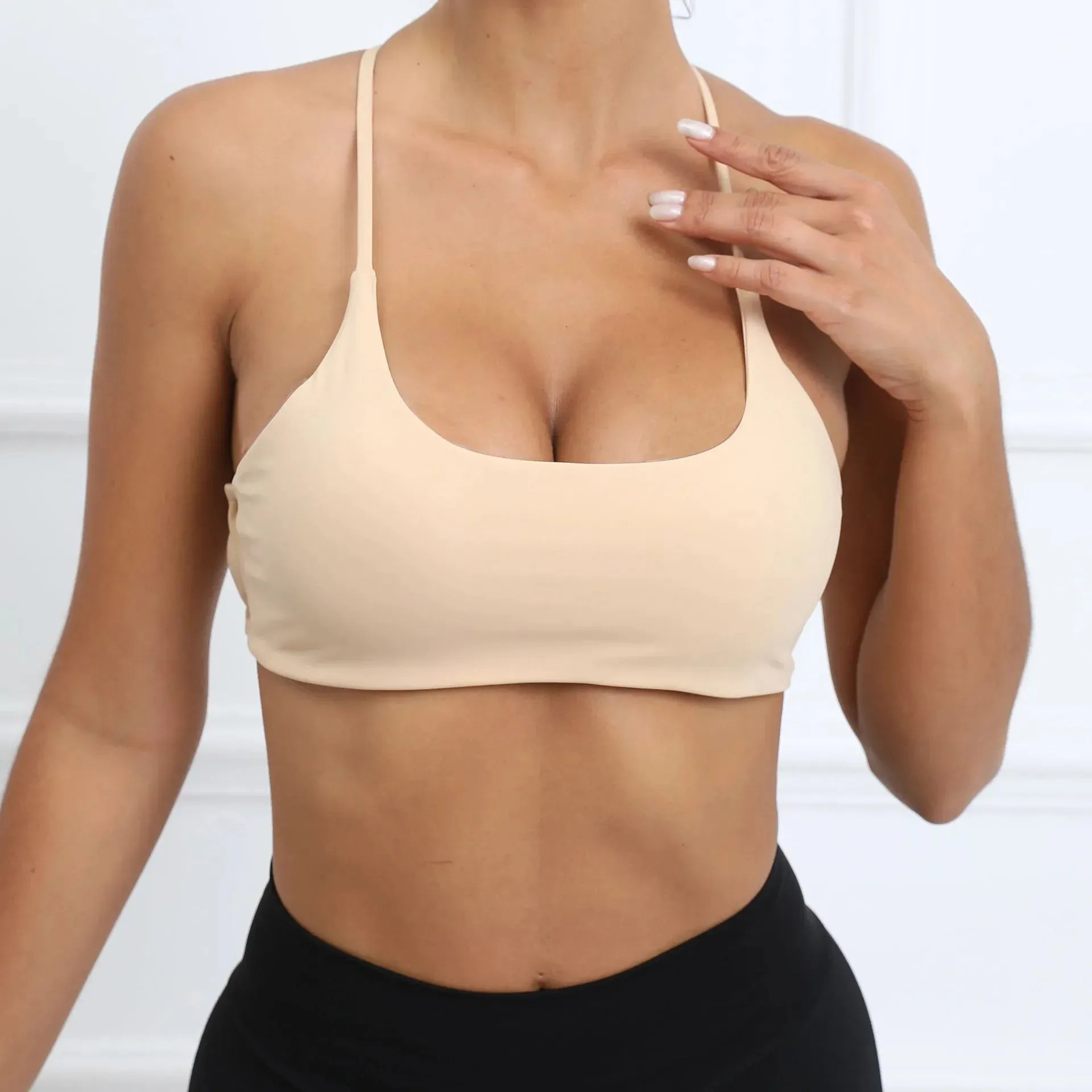 Strappy Backless Fitness Underwear Women Feeling Shockproof Athletic Tank Top Sexy Sports Bra