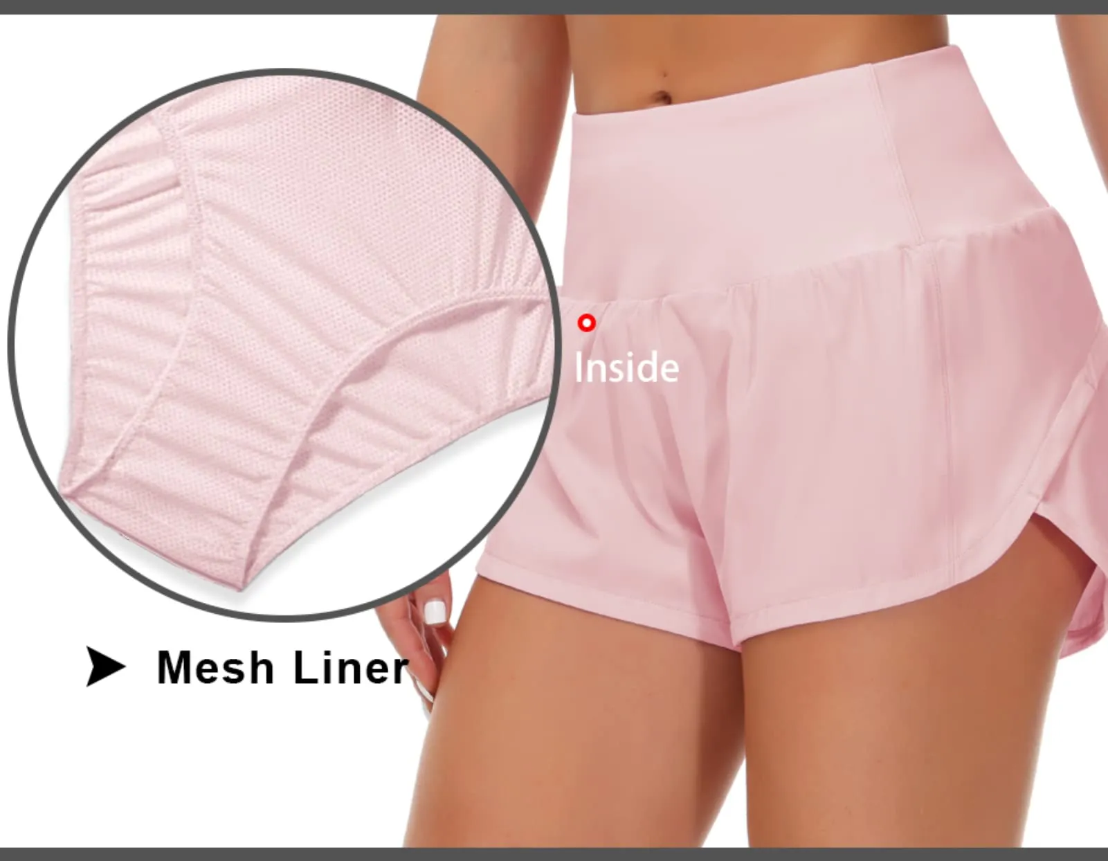 THE GYM PEOPLE Womens High Waisted Running Shorts Quick Dry Athletic Workout Shorts with Mesh Liner Zipper Pockets (Pink, X-Large)
