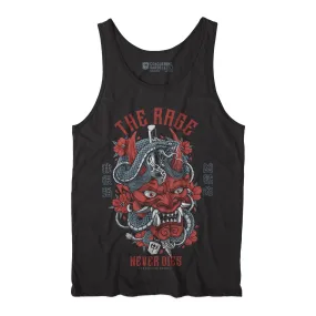 The Rage Never Dies - Hannya Mask - on Black tank top