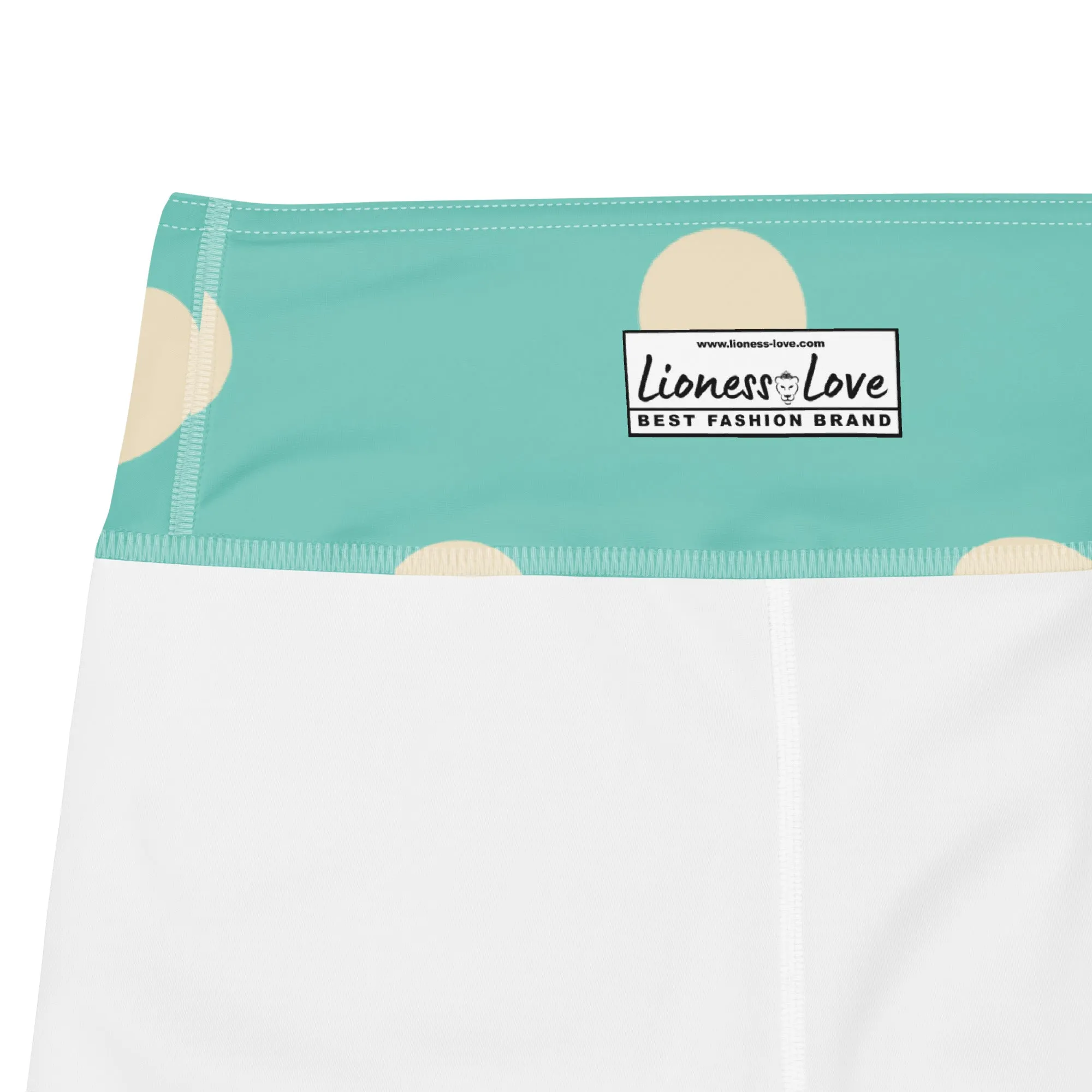 Vintage Polka Dots Yoga Capri Leggings | Exercise Capri Leggings, lioness-love