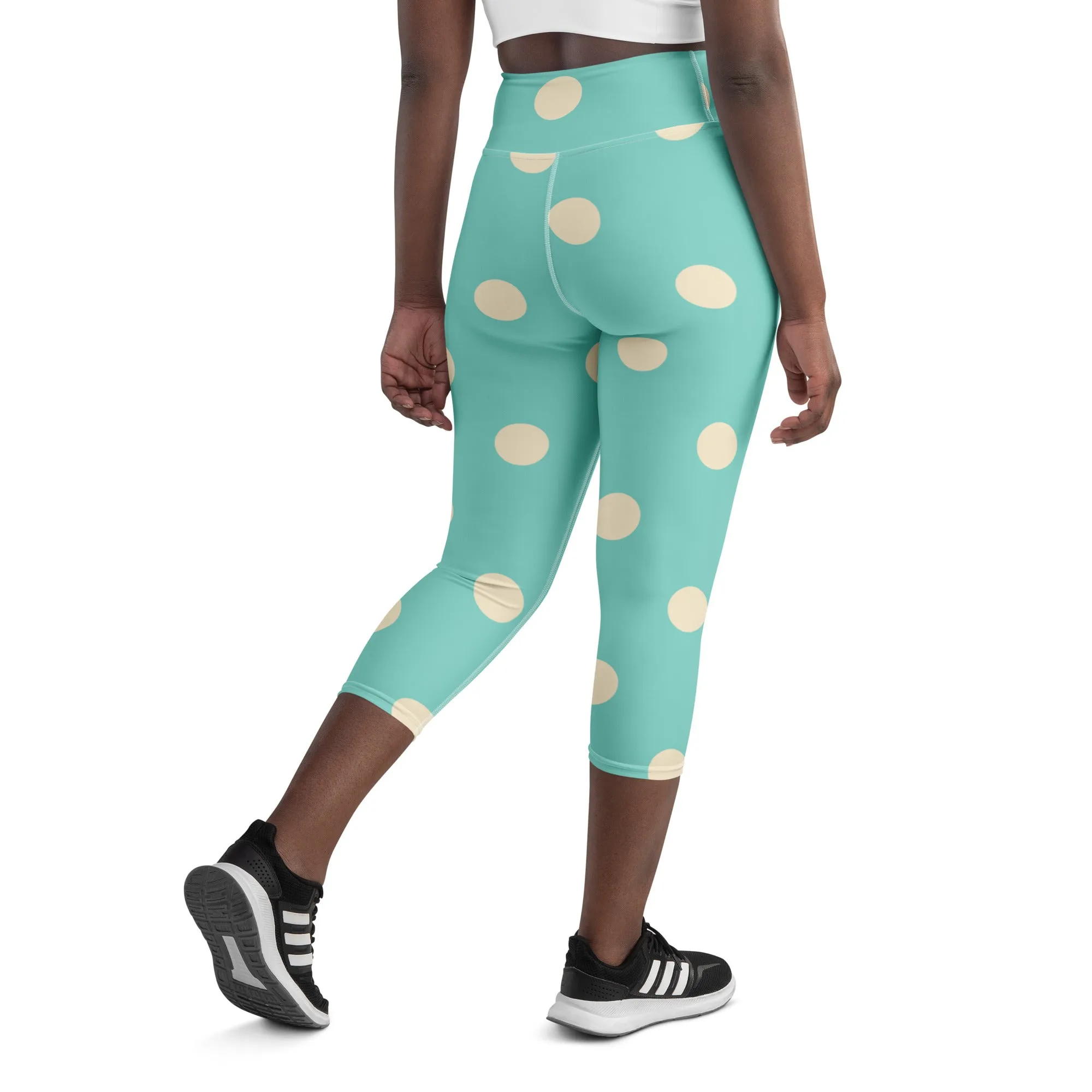Vintage Polka Dots Yoga Capri Leggings | Exercise Capri Leggings, lioness-love