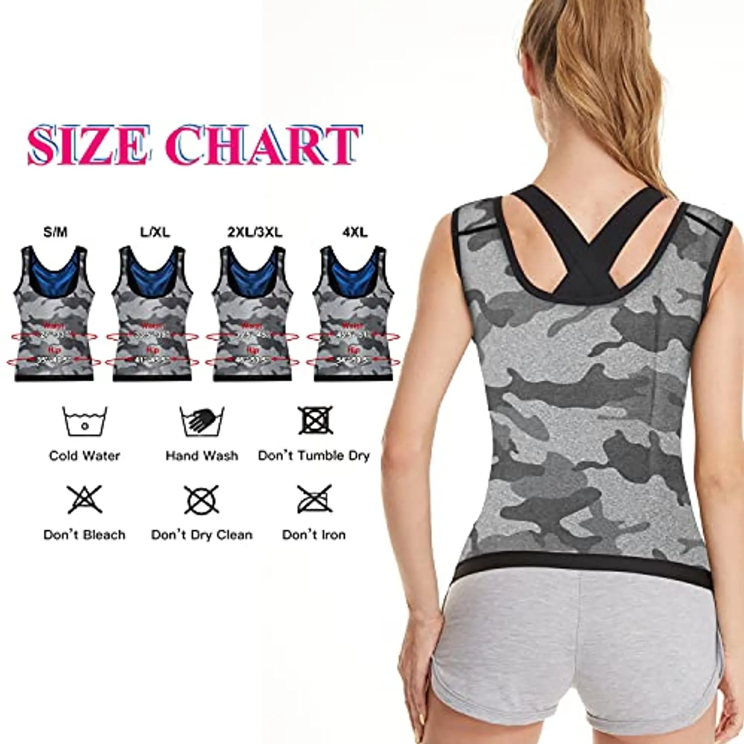 Women's Workout Tank Top Sauna Vest Sweat Enhancing Waist Trainer Slimming Body Shaper Gym Fitness Polymer Shirt