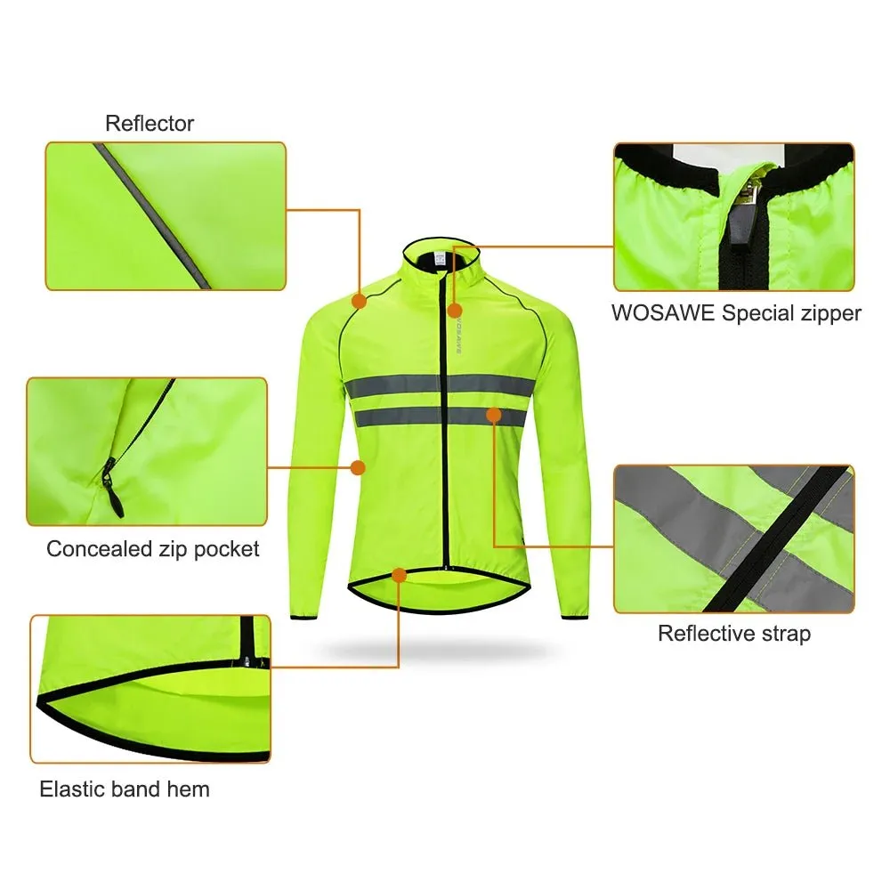 WOSAWE Ultralight Men's Cycling Windbreaker Reflective Jacket