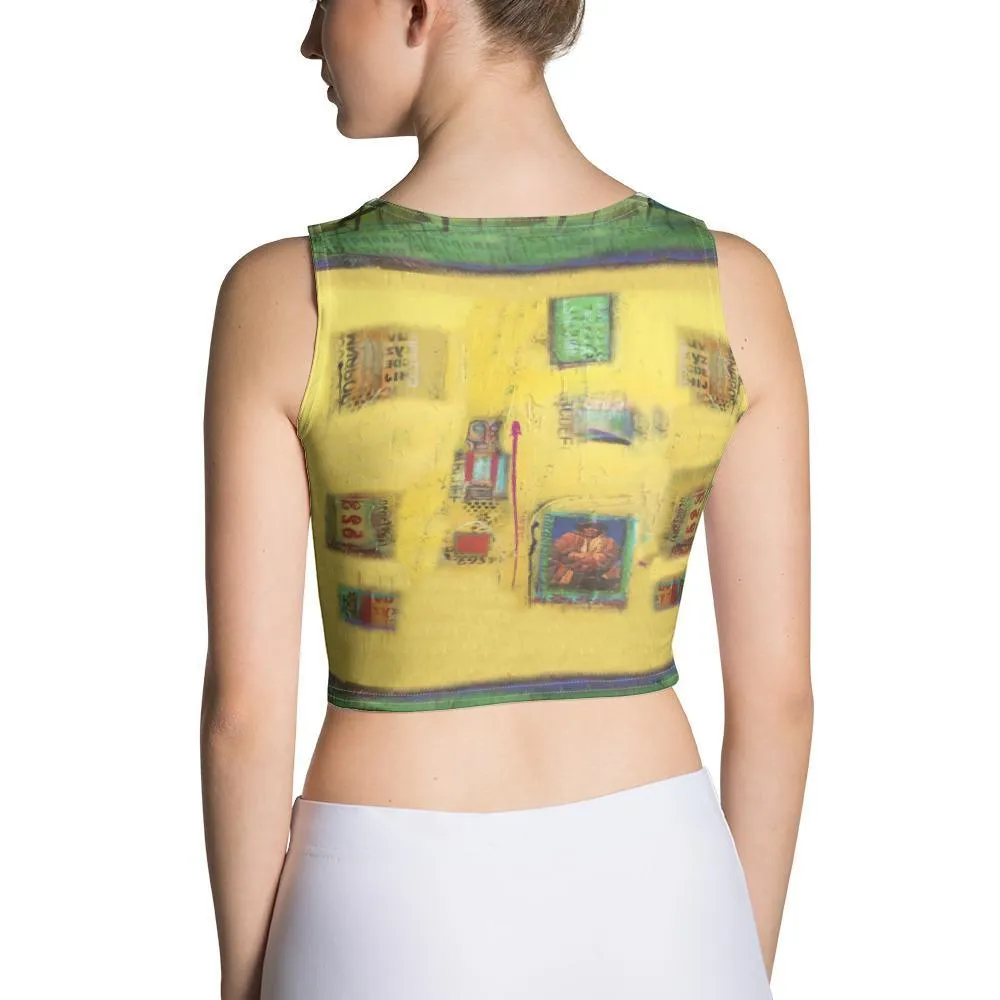 Yellow Abstract Crop Tank Top