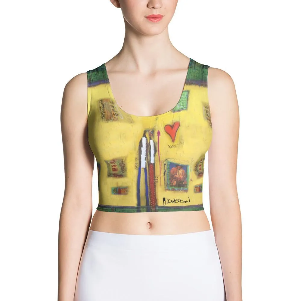 Yellow Abstract Crop Tank Top