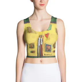 Yellow Abstract Crop Tank Top
