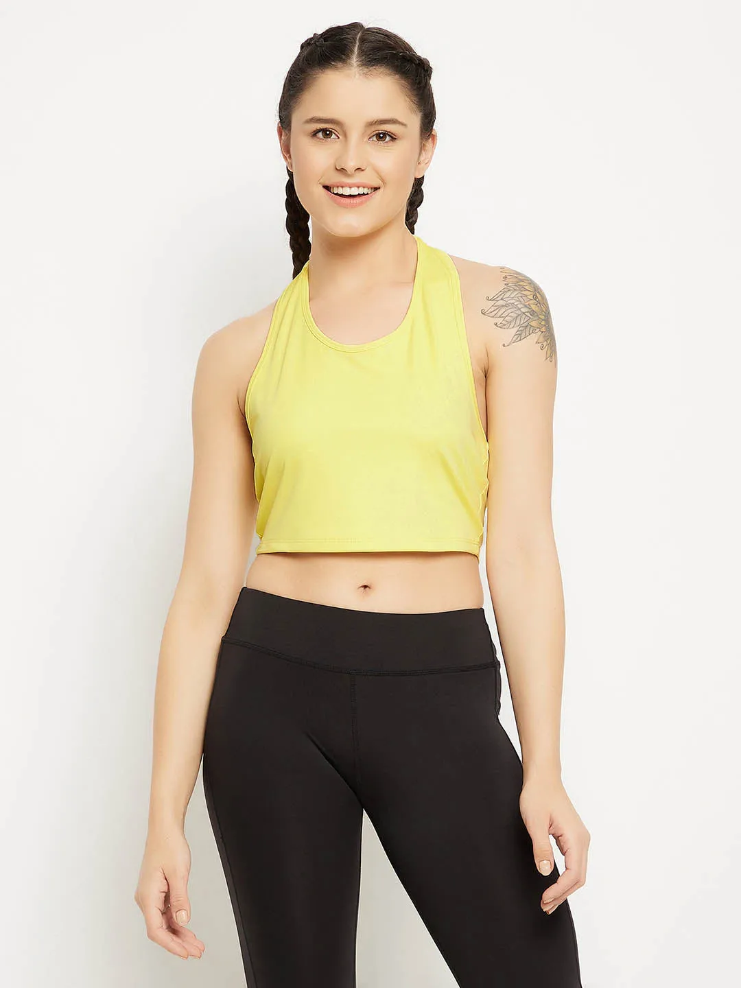 Yellow Halter Neck Active Tank Top