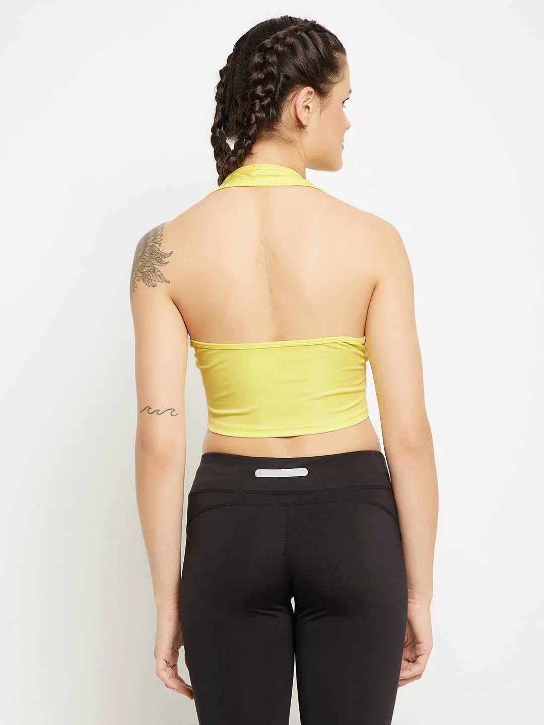 Yellow Halter Neck Active Tank Top